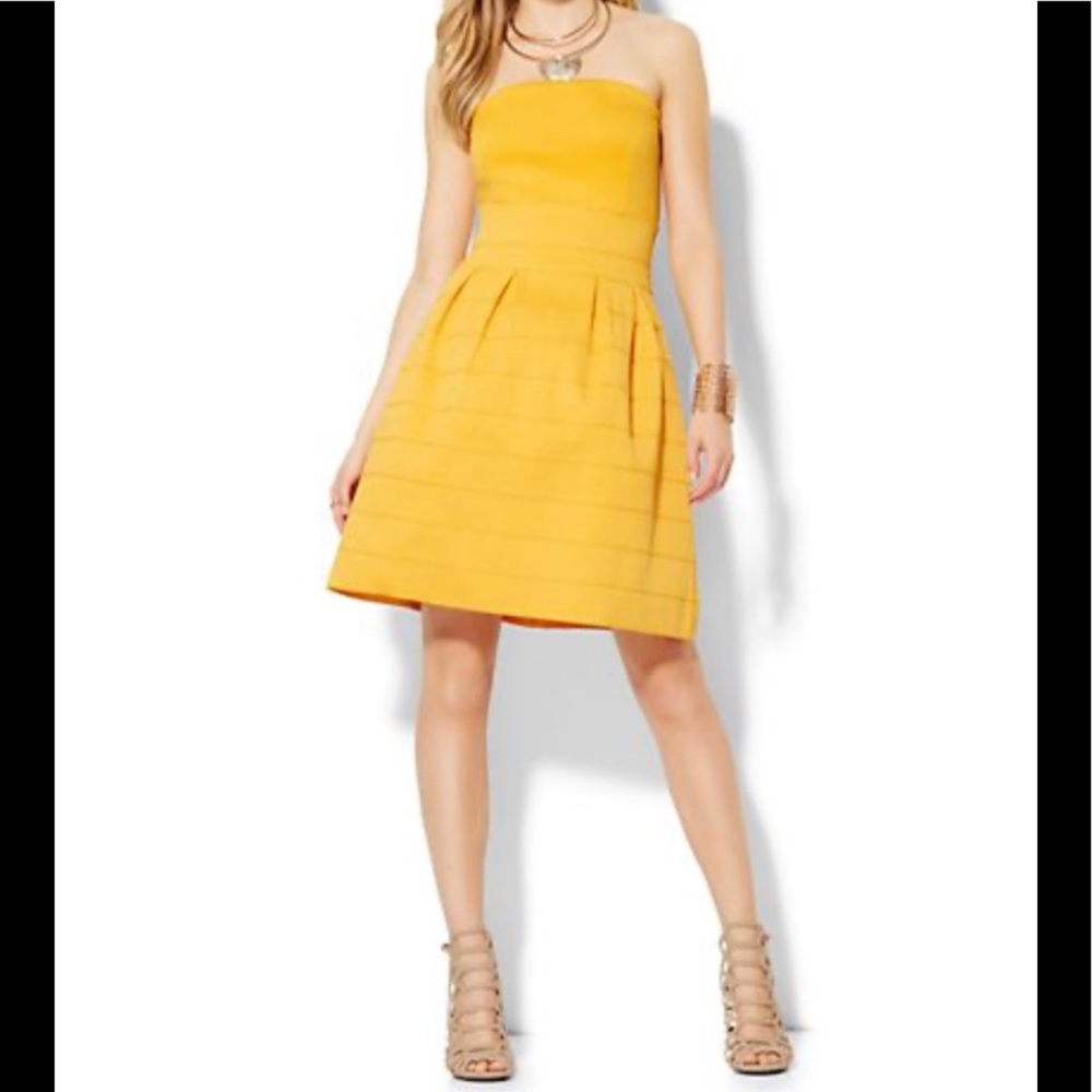 Bandage Fit & Flare Dress-Yellow!